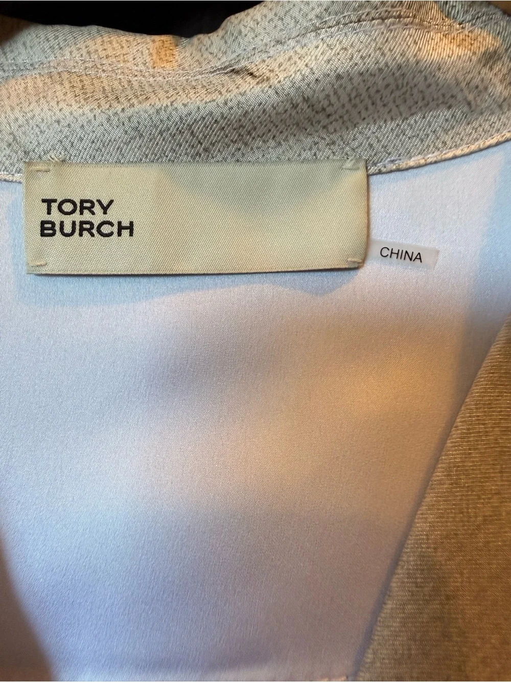 Tory Burch Cream Midi Shirt Dress with Black Botanical Motif
